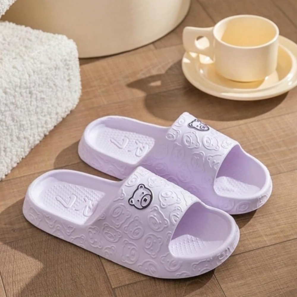 Rubber slippers for ladies.Non-Slip, Soft.    Size: 6 1/5, Purple.